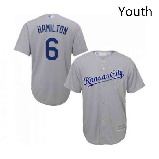 Youth Kansas City Royals 6 Billy Hamilton Replica Grey Road Cool Base Baseball Jersey
